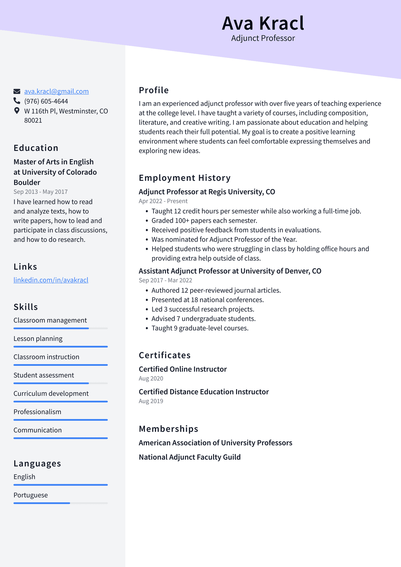 College Professor Resume Example - Adjunct Professor Resume Example HAACJ 1366w 