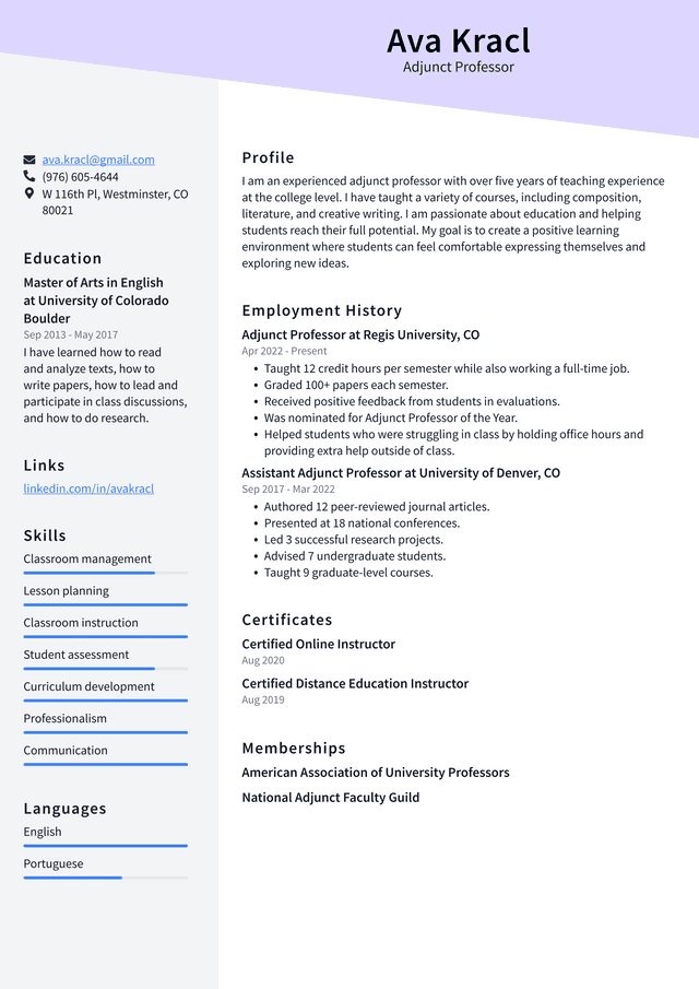 College Professor Resume Example - Adjunct Professor Resume Example HAACJ 640w 