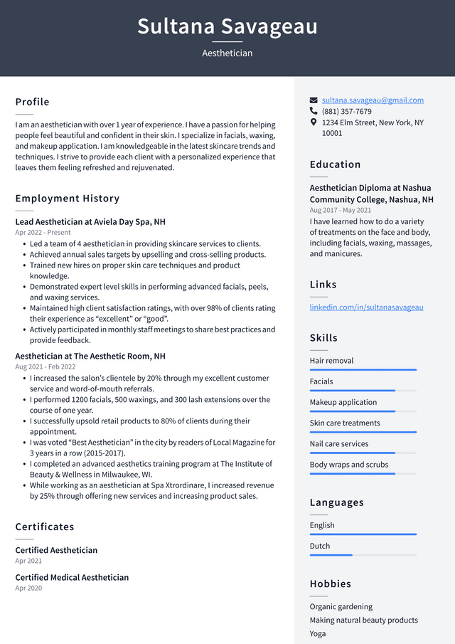 Aesthetician Resume Example and - Aesthetician Resume Example TDoDU 640w 