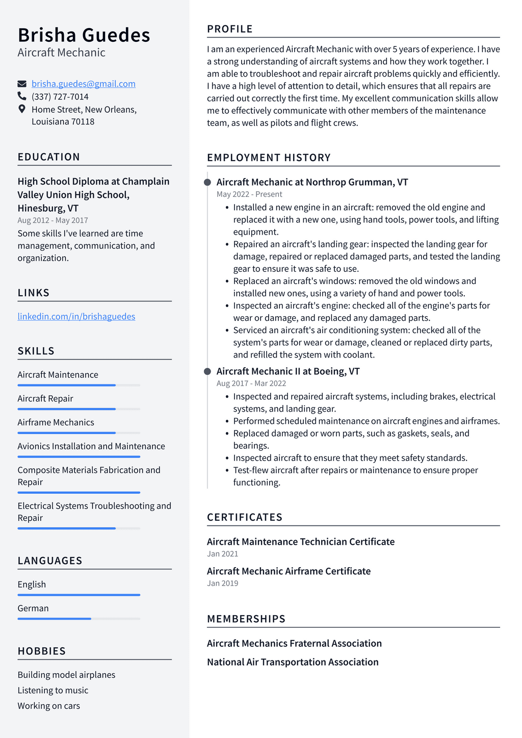 Mechanic Resume Example and Writing Guide - ResumeLawyer