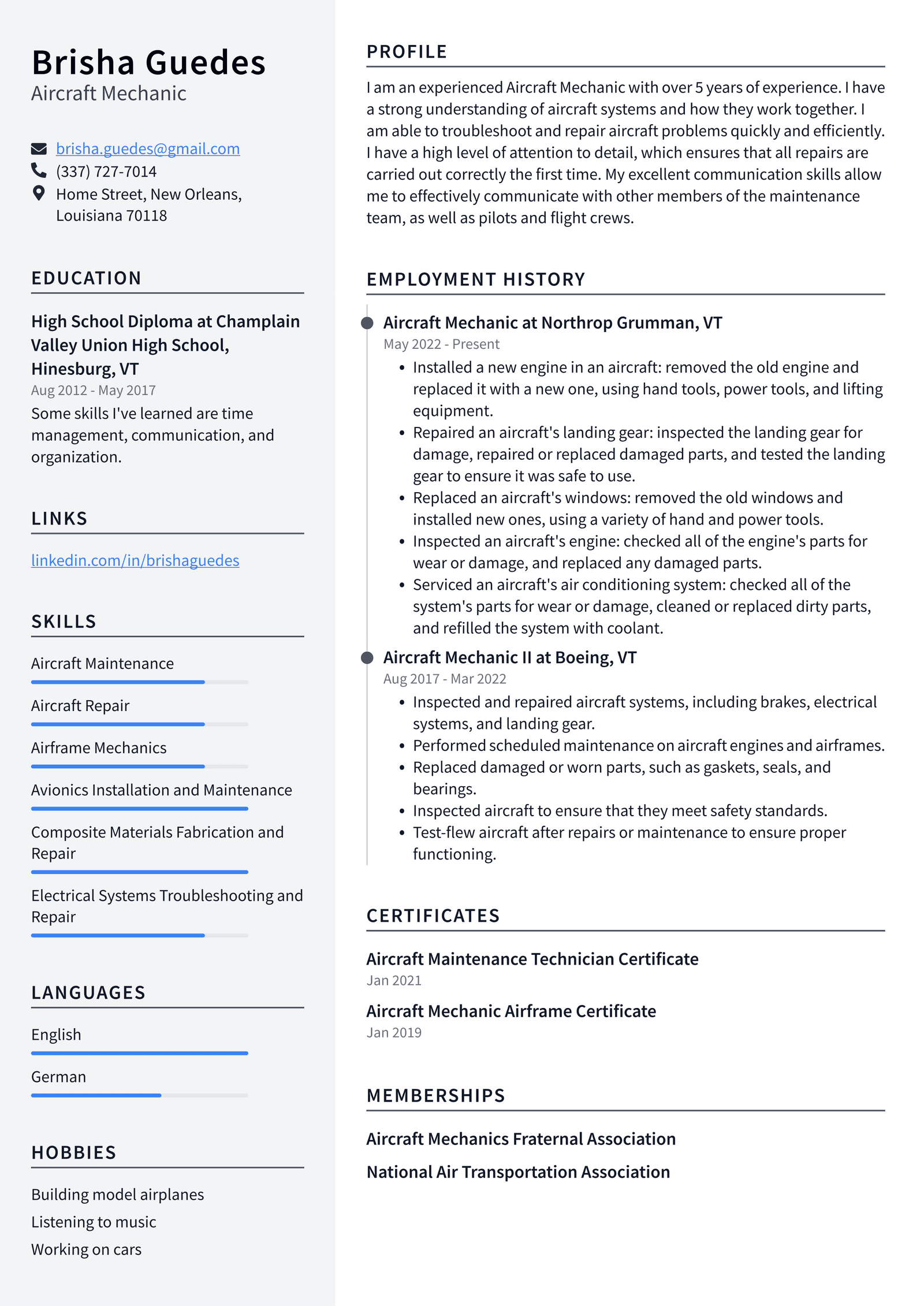 Mechanic Resume Example and Writing Guide ResumeLawyer