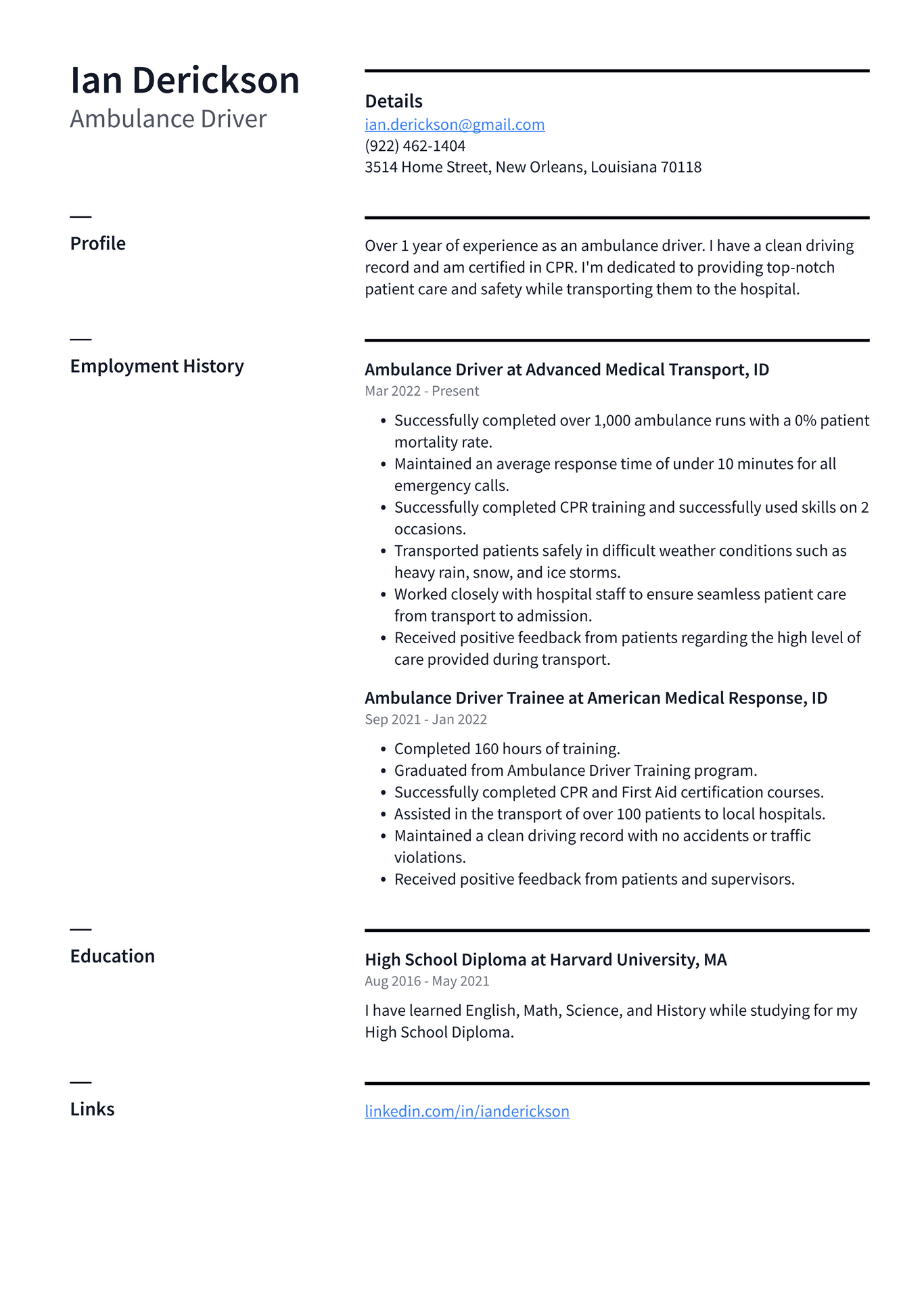 Paramedic Resume Example and Writing - Ambulance Driver Resume Example FOu8Q 1366w