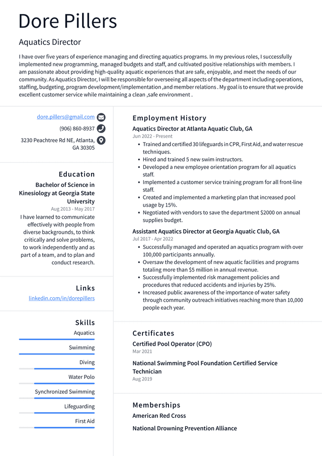 Lifeguard Resume Example and Writing Guide - ResumeLawyer