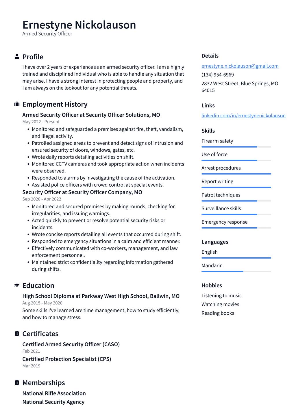 Security Officer Resume Example and Writing Guide - ResumeLawyer