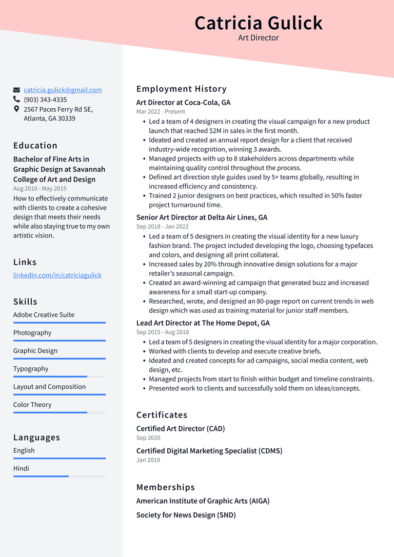 Art Therapist Resume Example and - Art Director Resume Example Nuhhu 768w 