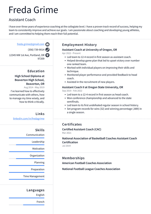 Track Coach Resume Example and Writing Guide ResumeLawyer