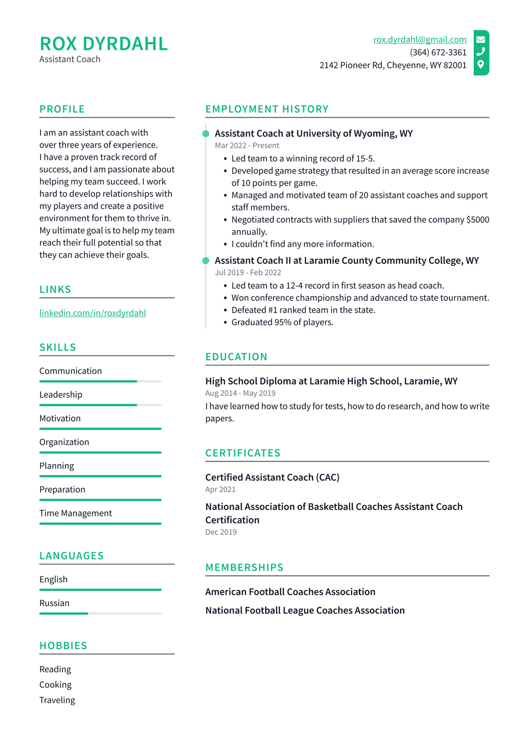 Hockey Coach Resume Example and Writing Guide ResumeLawyer