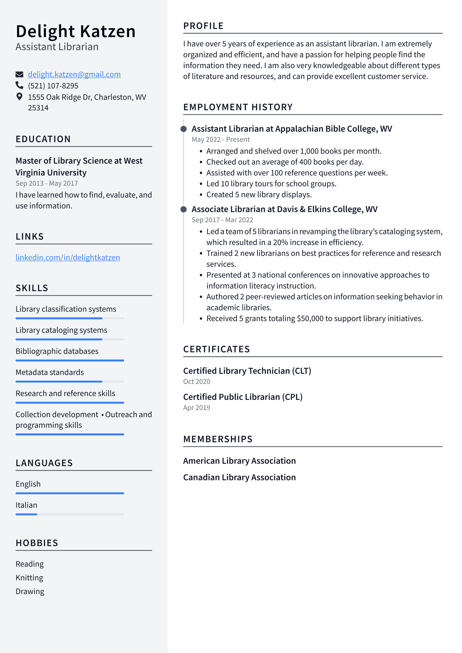 Academic Librarian Resume Example and Writing Guide - ResumeLawyer