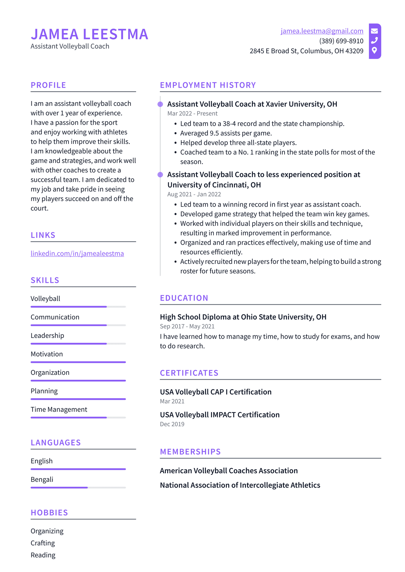 Volleyball Coach Resume Example and Writing Guide - ResumeLawyer