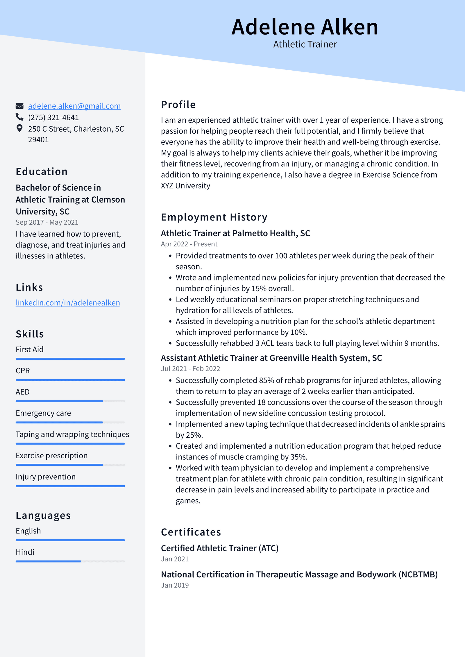 Personal Trainer Resume Example and Writing Guide - ResumeLawyer