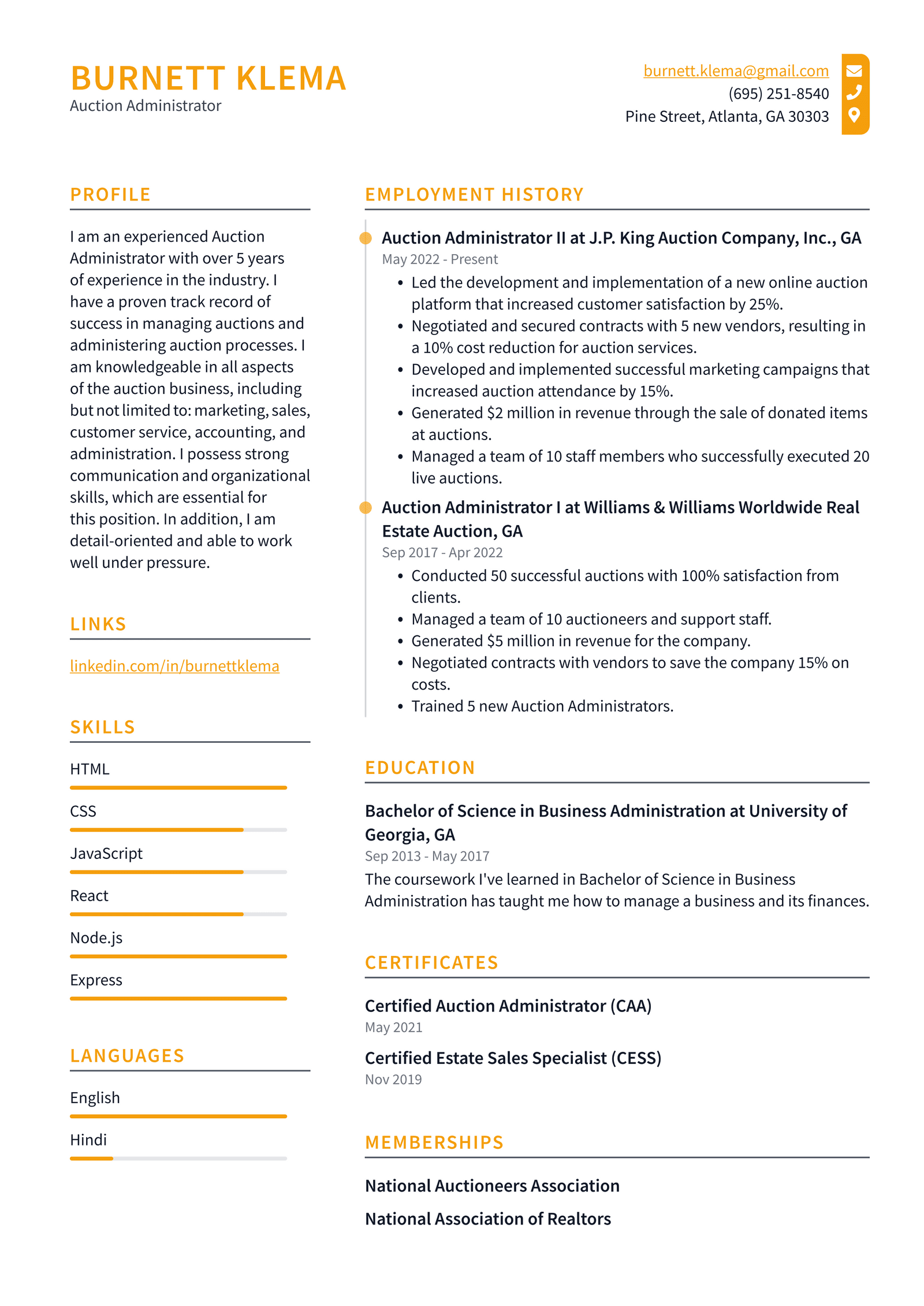 Auction House Manager Resume Example and Writing Guide - ResumeLawyer