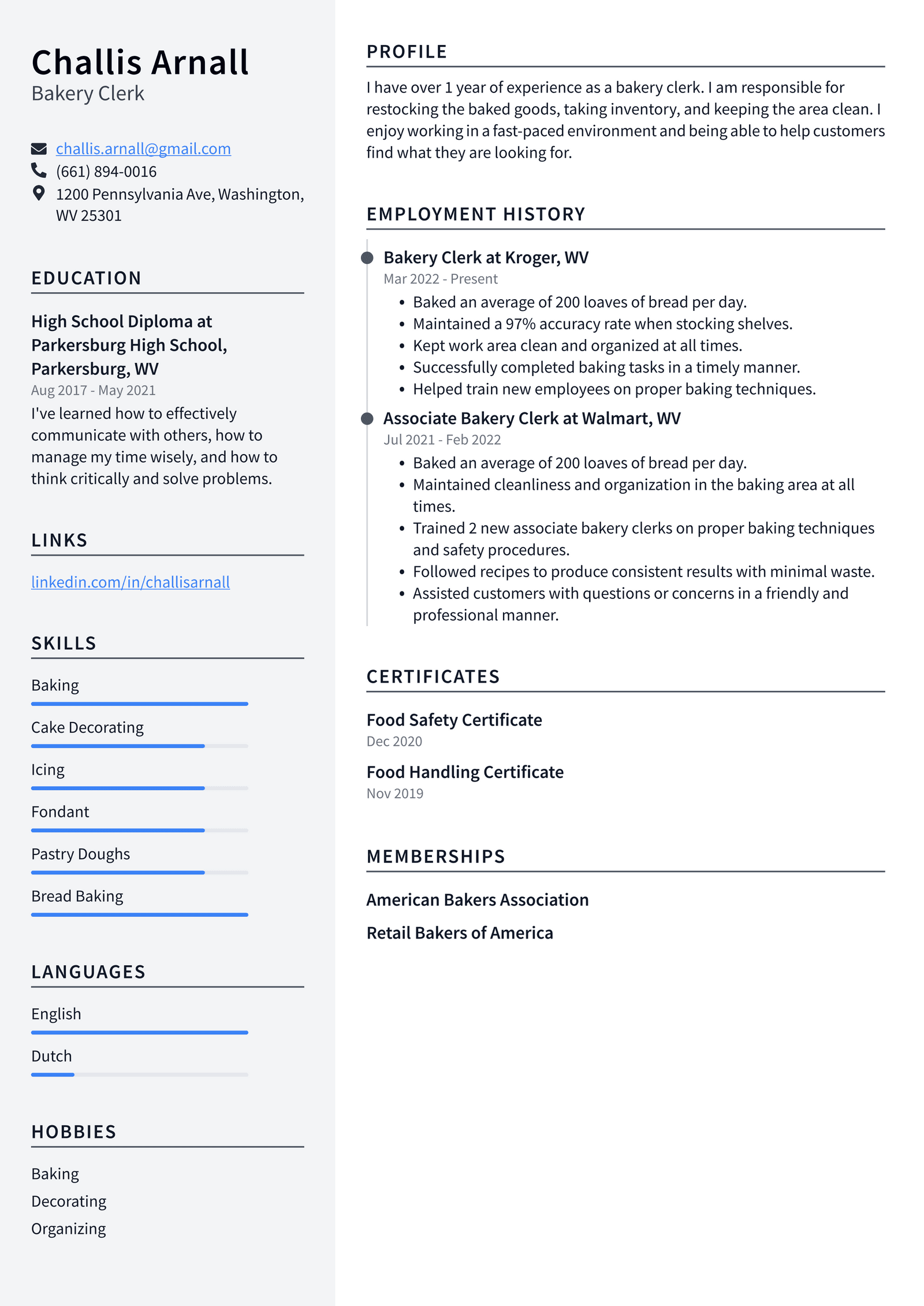 Baker Resume Example and Writing Guide ResumeLawyer