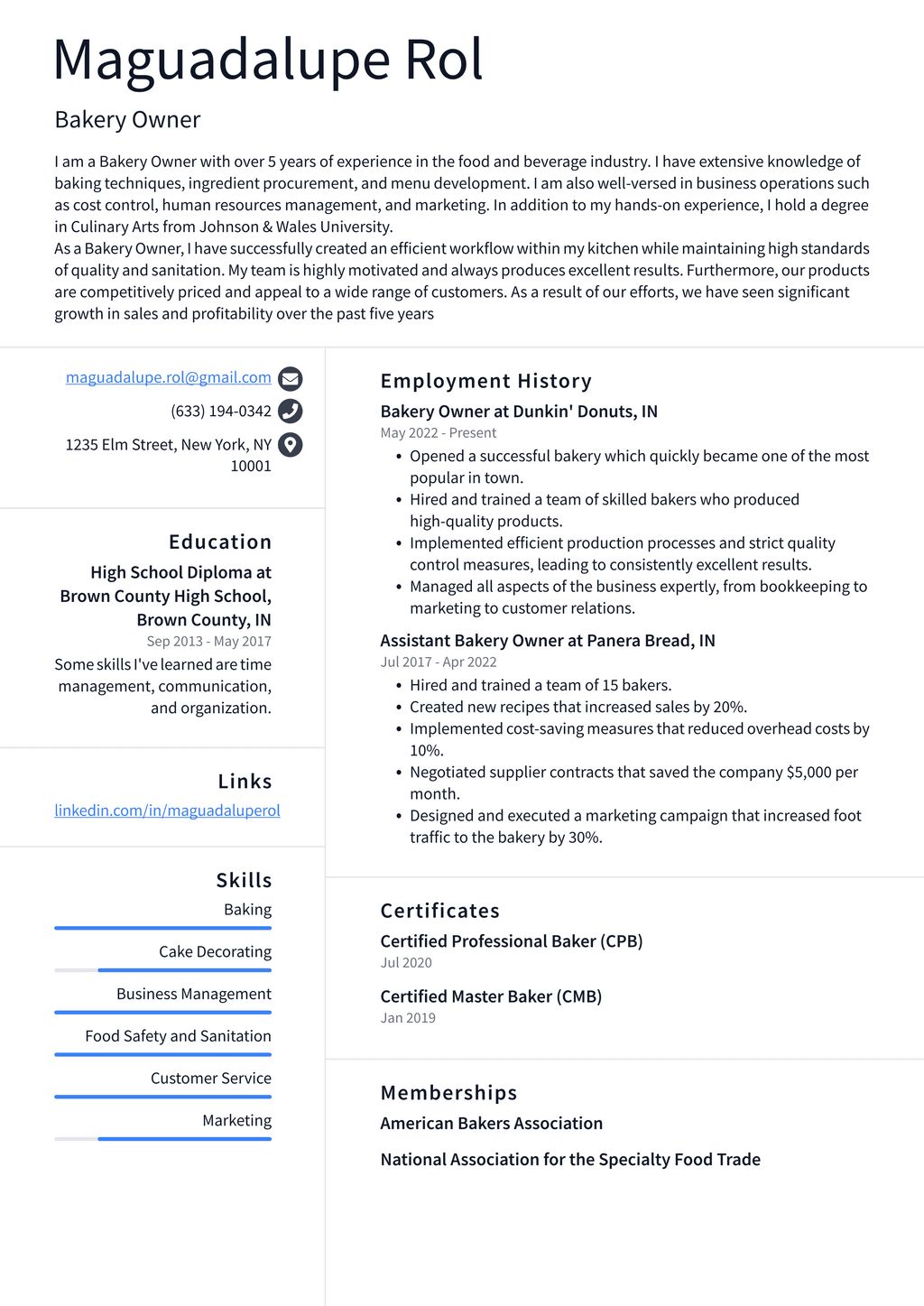 Baker Resume Example and Writing Guide - ResumeLawyer