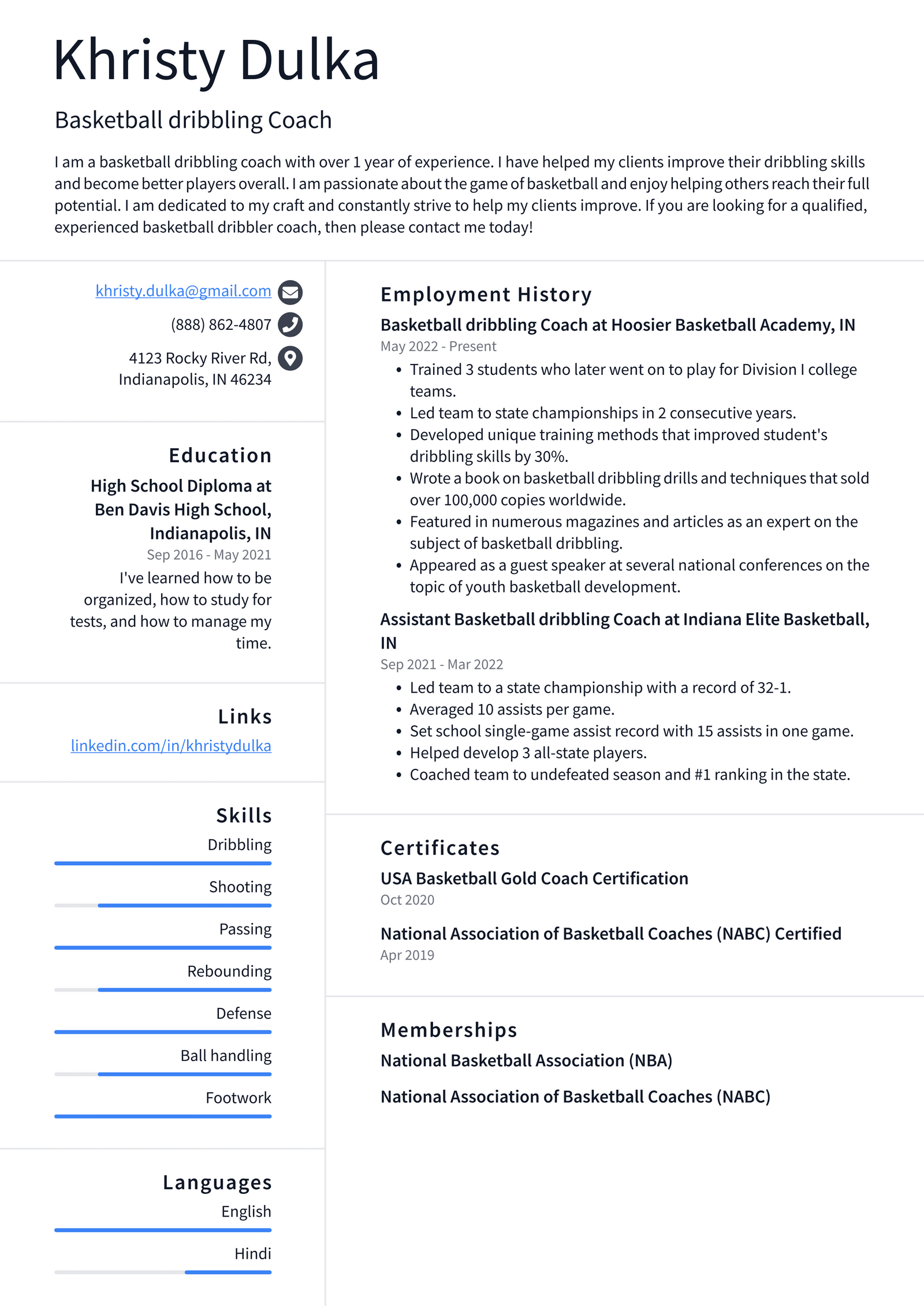 Basketball Coach Resume Example and Writing Guide ResumeLawyer