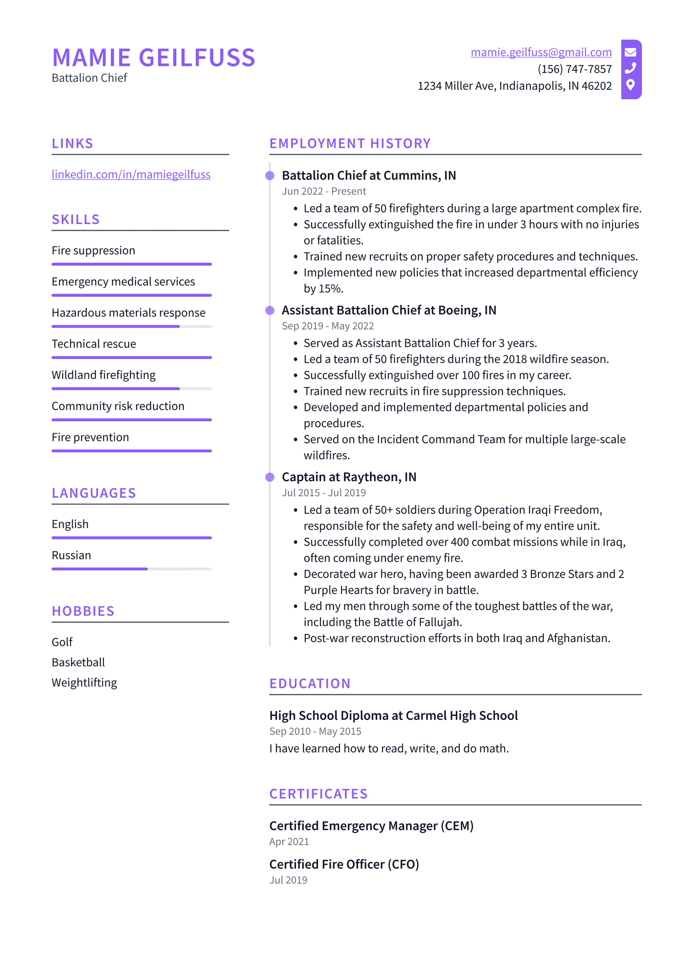 Volunteer Firefighter Resume Example and Writing Guide - ResumeLawyer