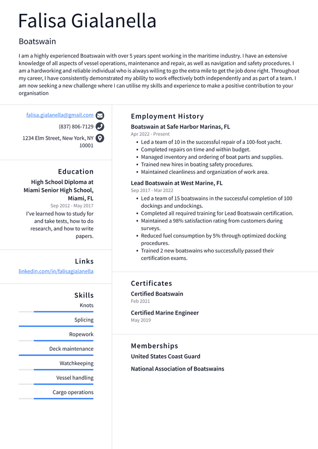 Seaman Resume Example and Writing Guide - ResumeLawyer