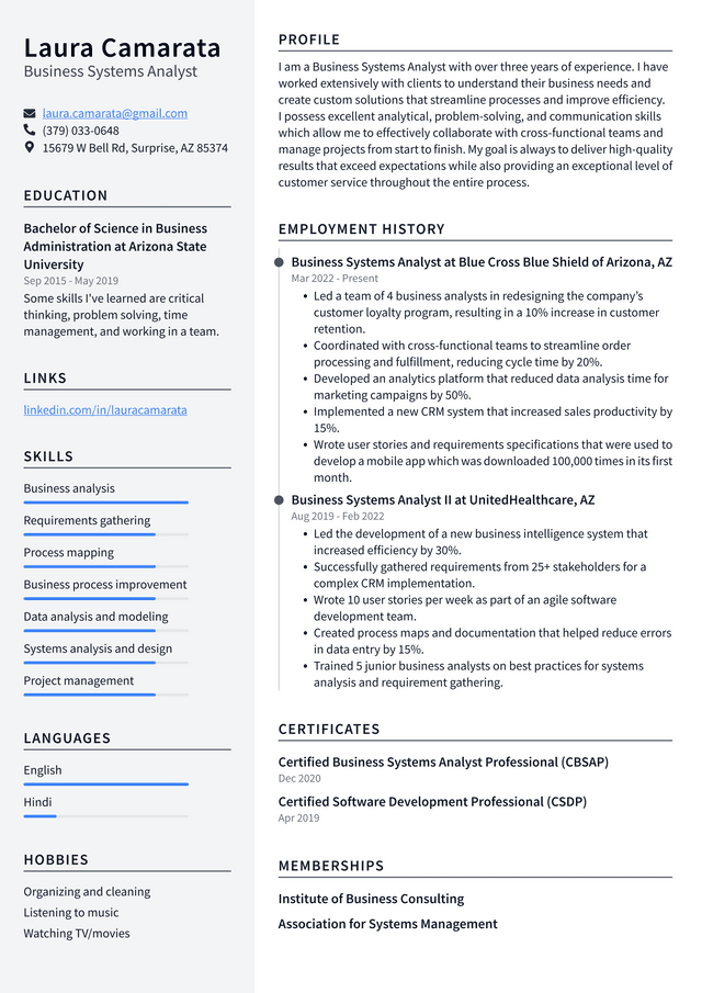 Business Analyst Resume Example and Writing Guide - ResumeLawyer