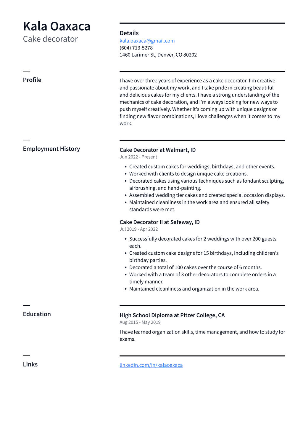 Pastry Chef Resume Example and - Cake Decorator Resume Example AWr8C 1024w 