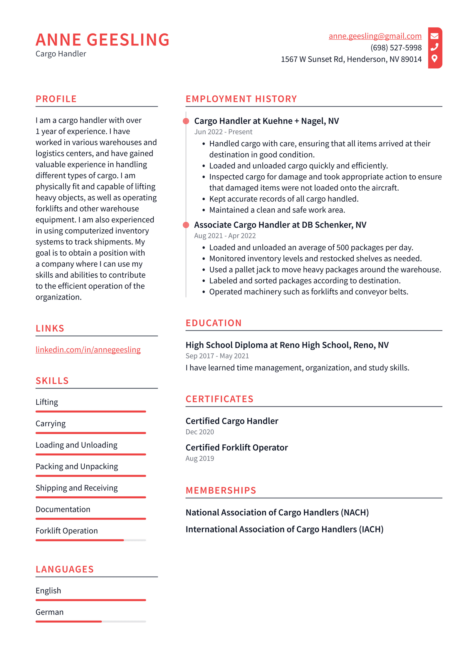 Package Handler Resume Example and Writing Guide - ResumeLawyer