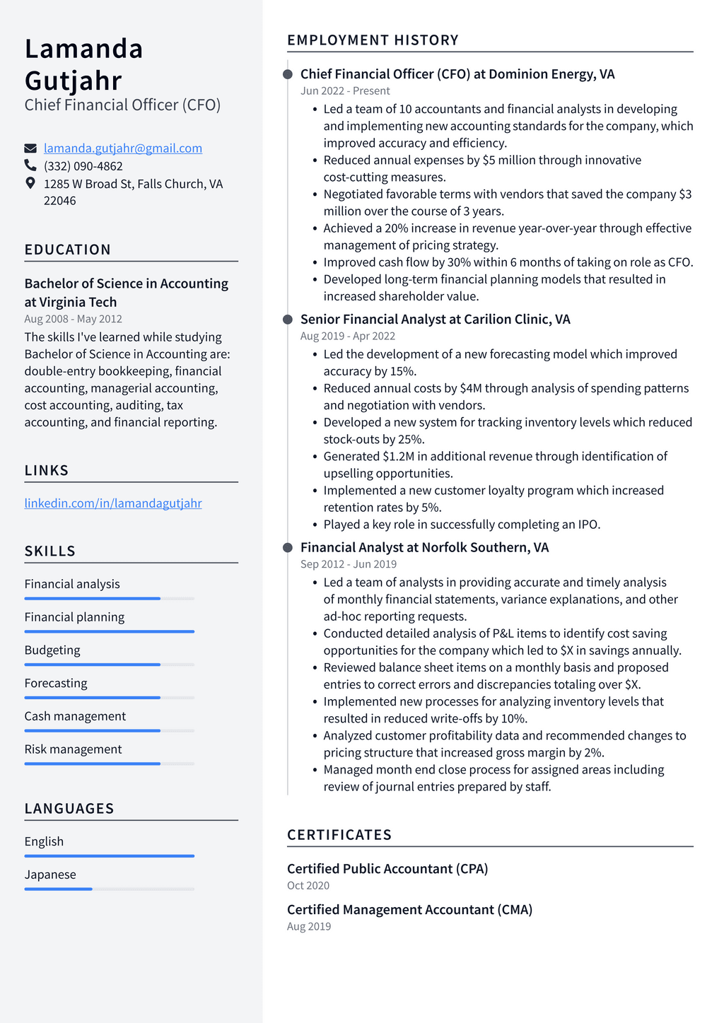 Business Manager Resume Example and Writing Guide - ResumeLawyer