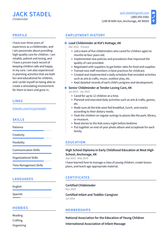 Babysitter Resume Example And Writing Guide - Resumelawyer