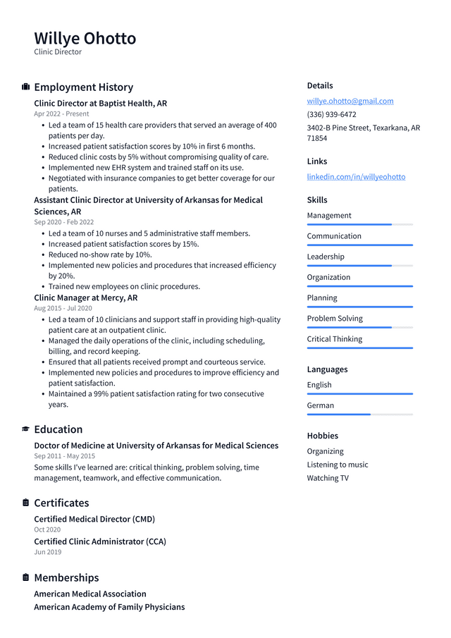 Clinic Coordinator Resume Example and Writing Guide - ResumeLawyer