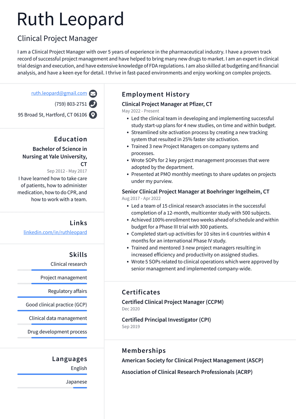 Healthcare Project Manager Resume Example and Writing Guide