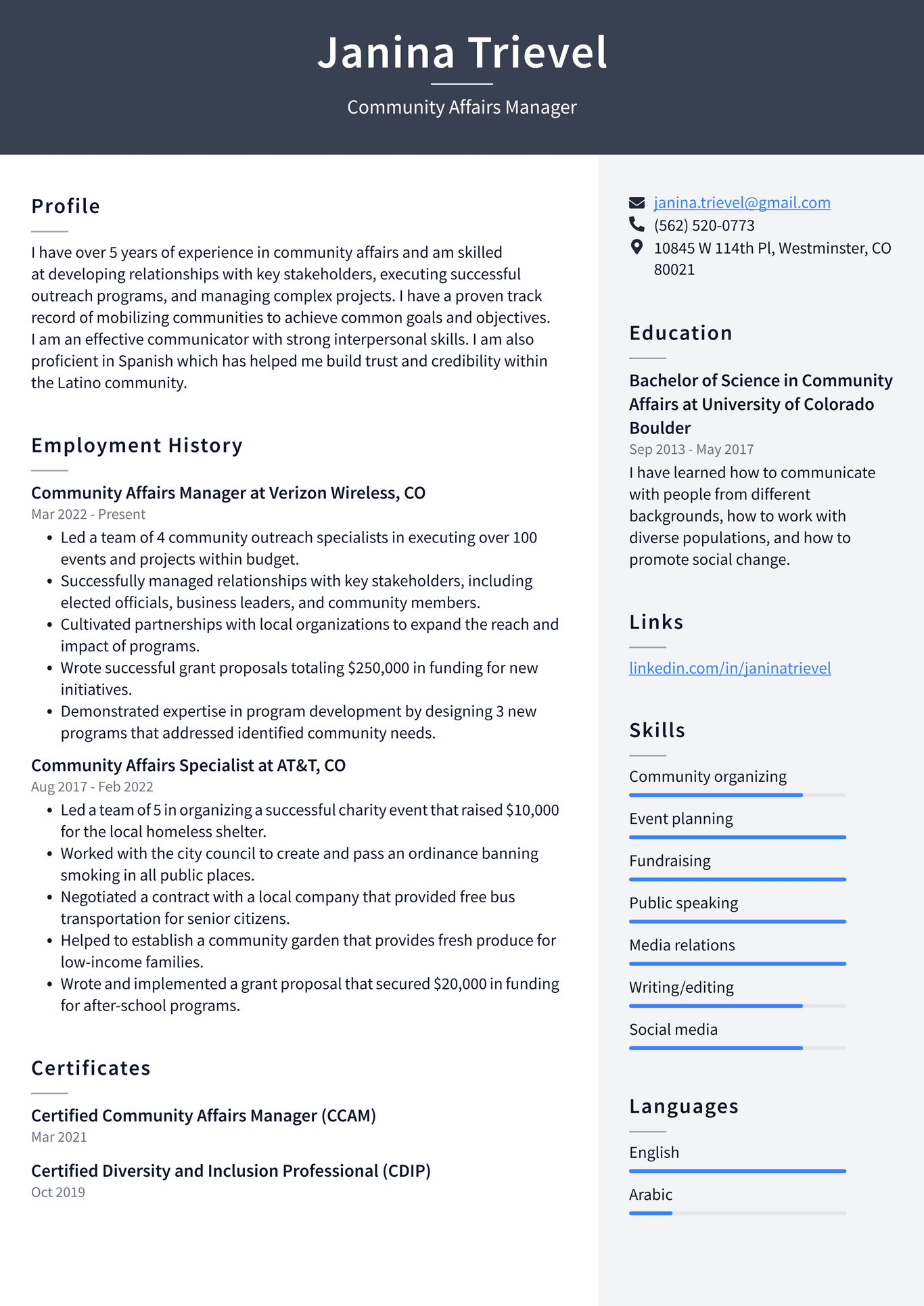 Community Outreach Coordinator - Community Affairs Manager Resume Example R8ukL 1366w 