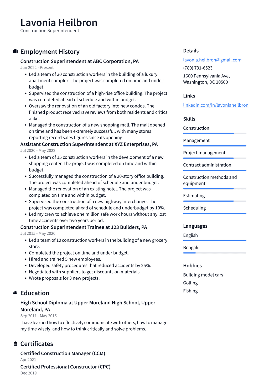 Construction Manager Resume Example - Construction Superintendent Resume Example FgGfJ 1024w 