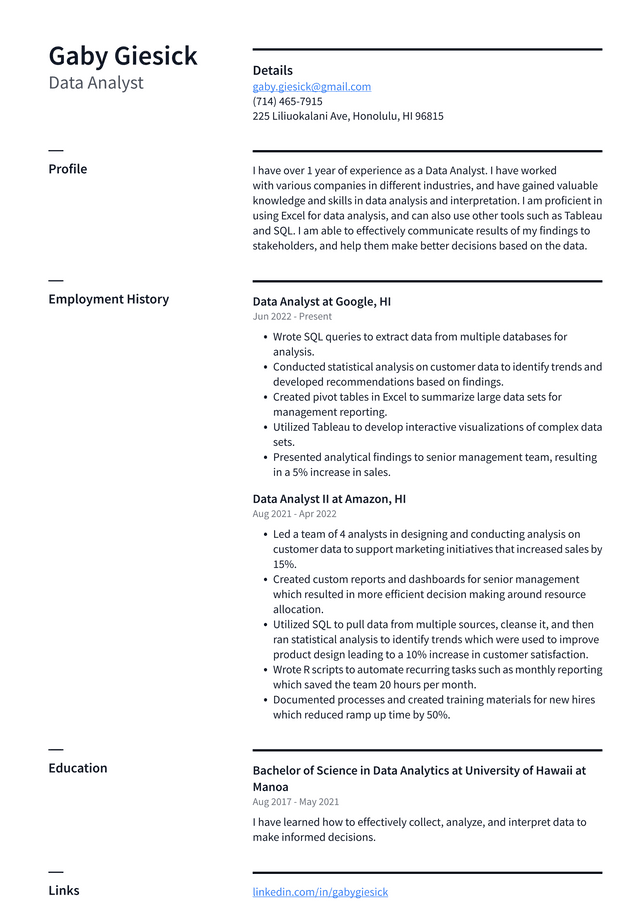 Business Analyst Resume Example and Writing Guide - ResumeLawyer