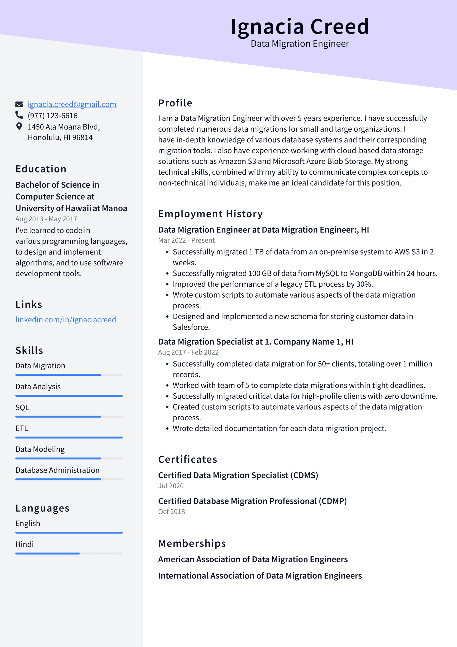 Data Engineer Resume Example and Writing Guide - ResumeLawyer