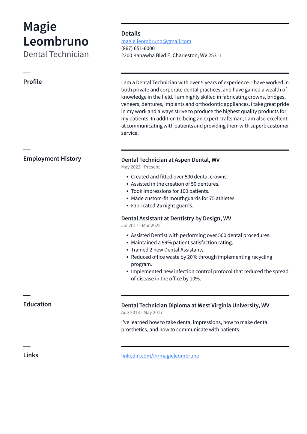 Dentist Resume Example and Writing Guide ResumeLawyer