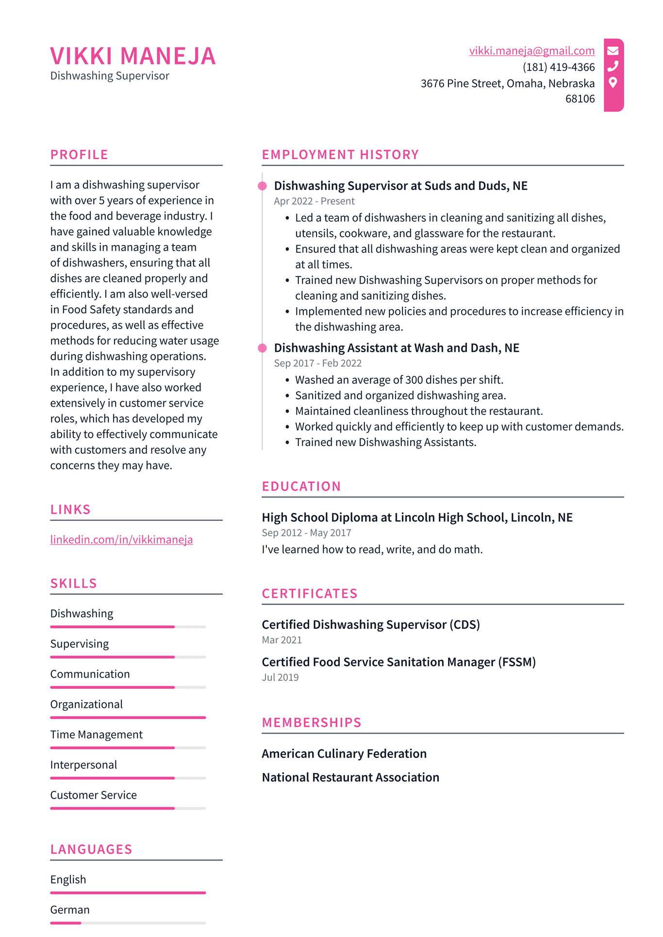 Dishwasher Resume Example and Writing Guide - ResumeLawyer