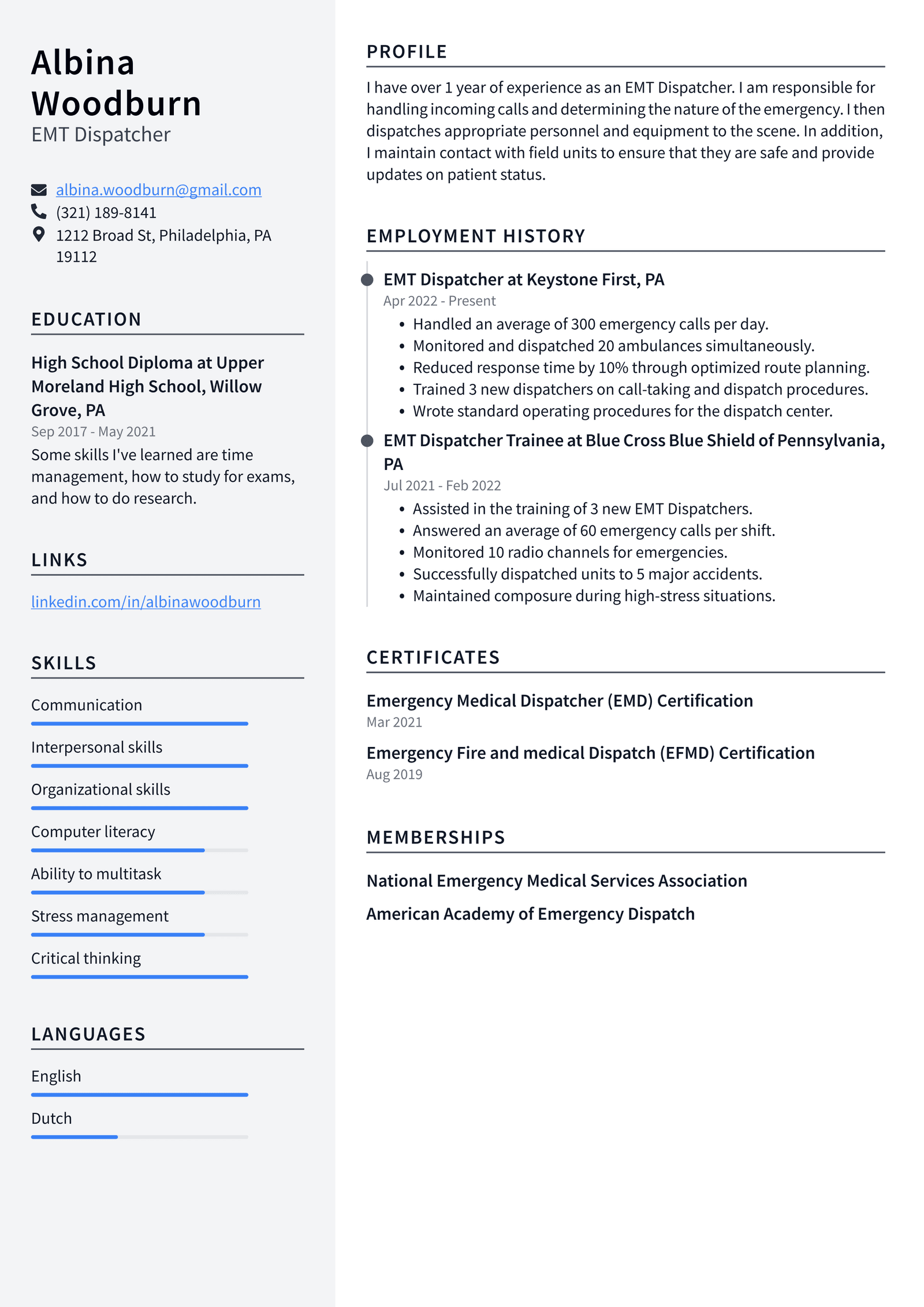 ambulance driver job description for resume