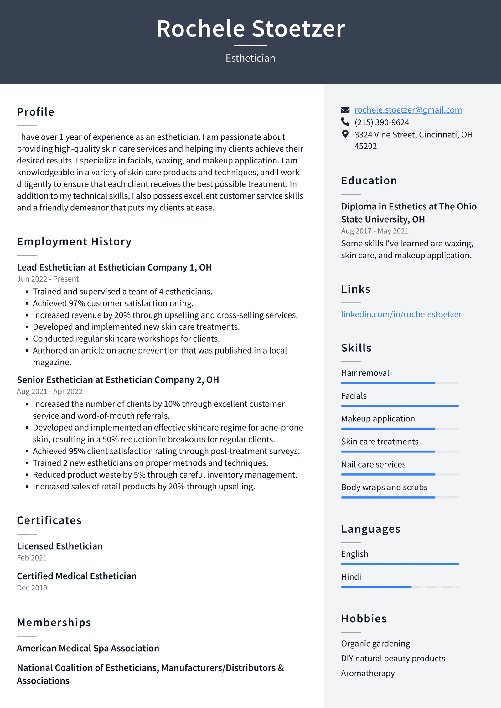 Beautician Resume Example and Writing Guide - ResumeLawyer