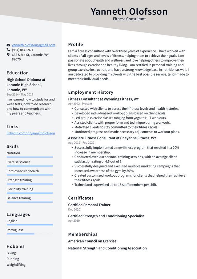 Fitness Instructor Resume Example - Fitness Consultant Resume Example 8fD6u 640w 