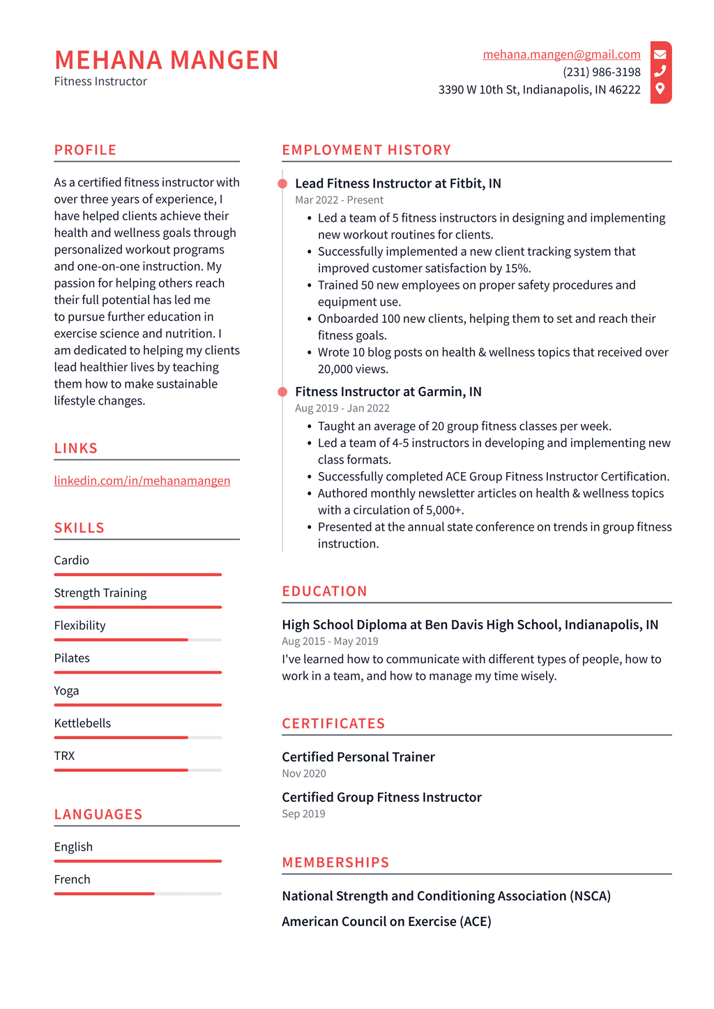 Personal Trainer Resume Example and Writing Guide - ResumeLawyer