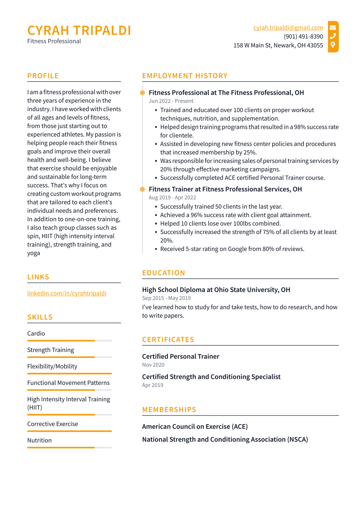 Fitness Instructor Resume Example and Writing Guide - ResumeLawyer