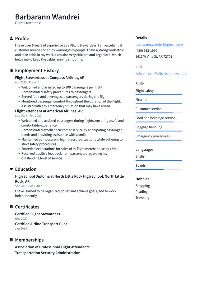 Flight Attendant Resume Example and Writing Guide - ResumeLawyer