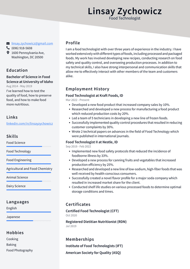 Nutritionist Resume Example and Writing Guide - ResumeLawyer