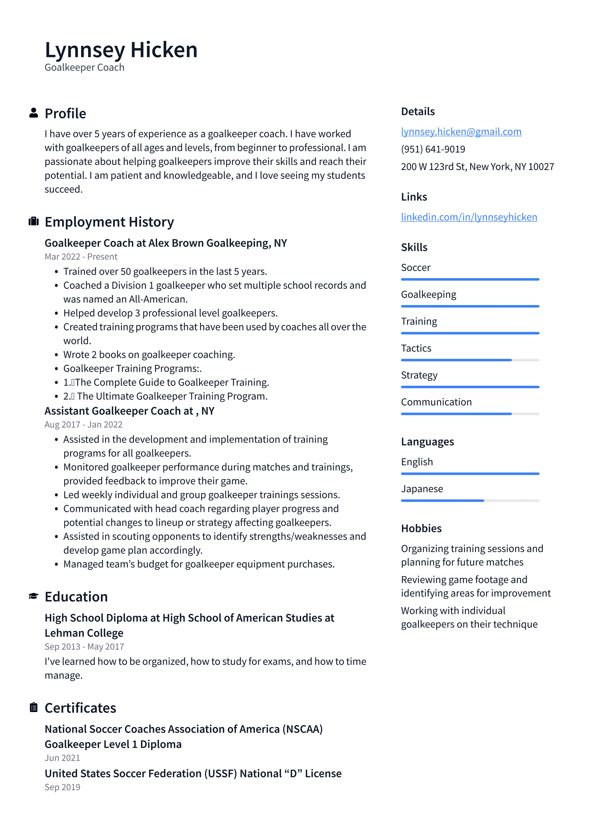 Soccer Coach Resume Example and Writing Guide - ResumeLawyer