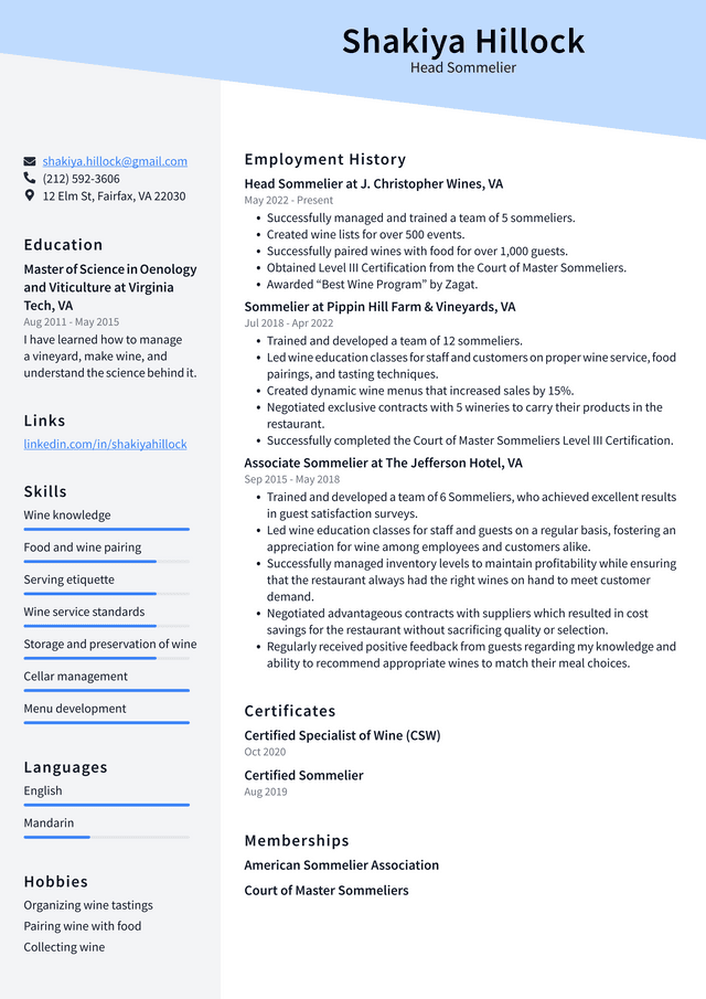 Sommelier Resume Example and Writing - Head Sommelier Resume Example ZHmoc 640w