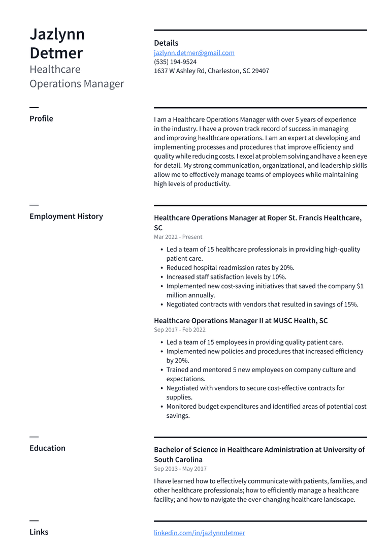 healthcare it project manager resume