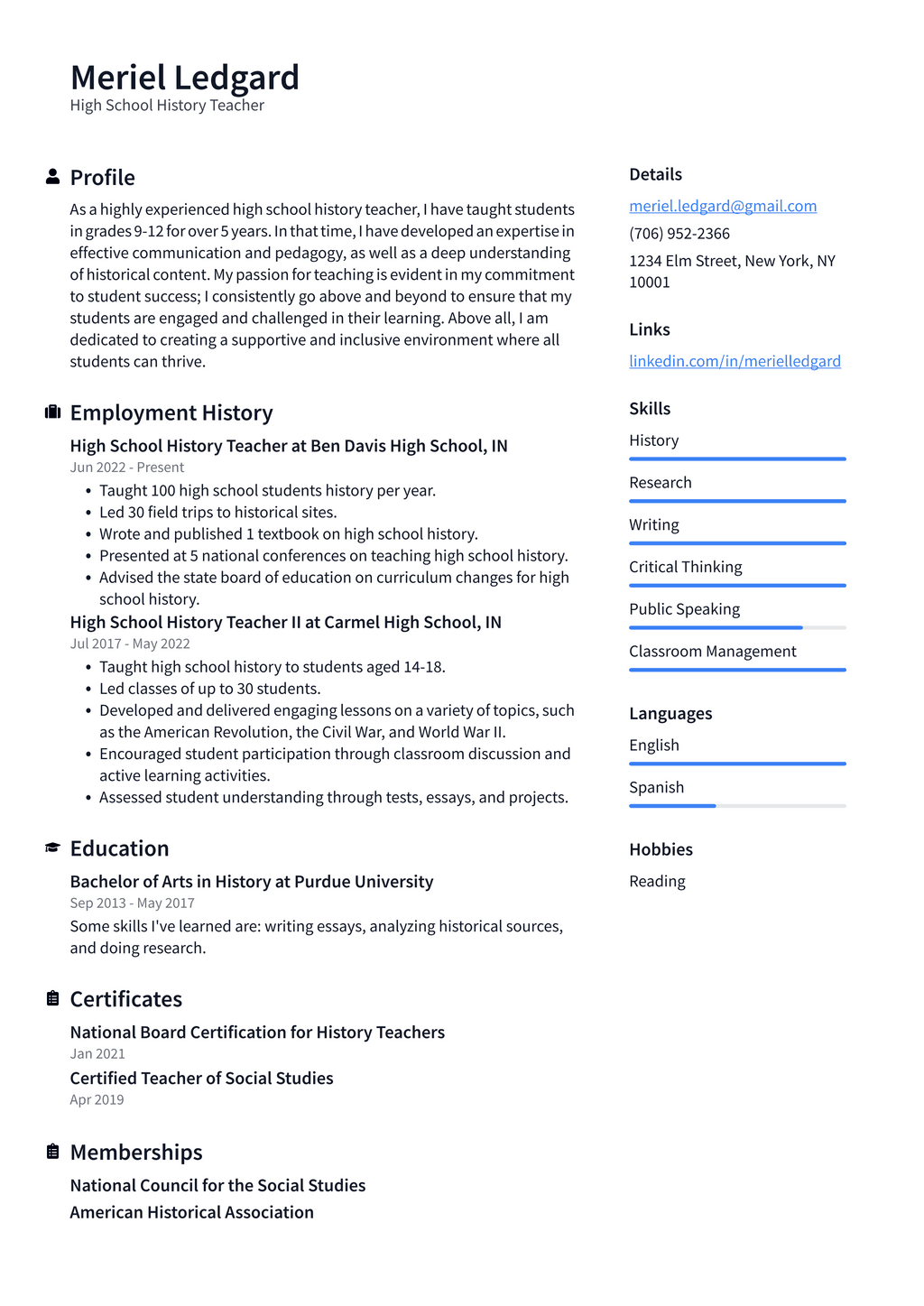 High School Teacher Resume Example and Writing Guide - ResumeLawyer