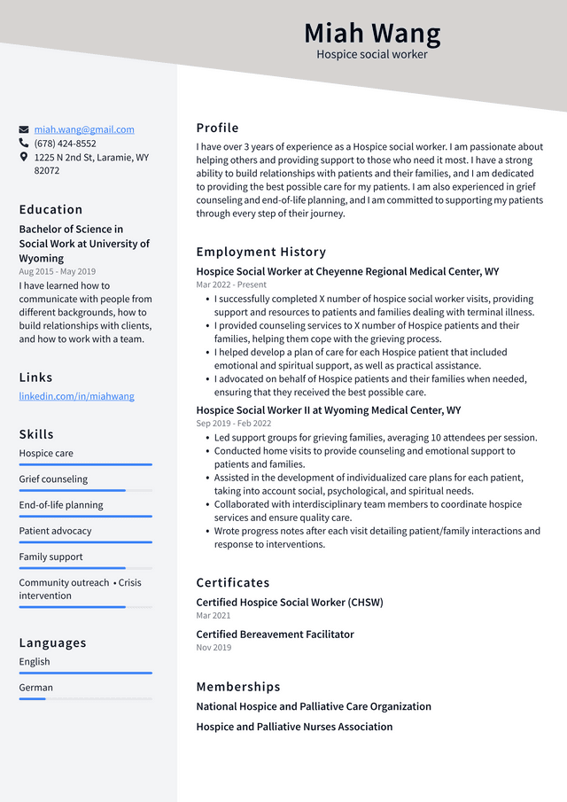 Healthcare Social Worker Resume Example and Writing Guide