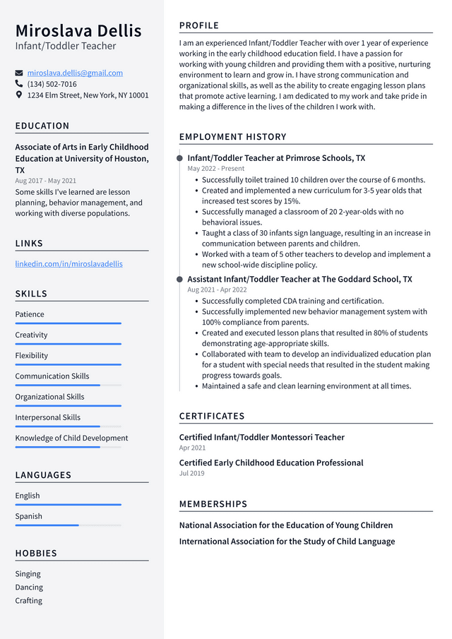 Early Childhood Educator Resume Example and Writing Guide - ResumeLawyer