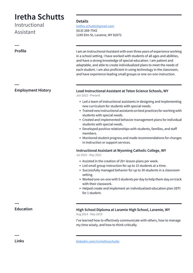 Teacher Assistant Resume Example and Writing Guide - ResumeLawyer