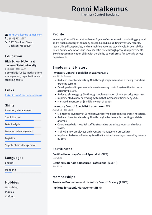 Stock Clerk Resume Example and Writing Guide - ResumeLawyer