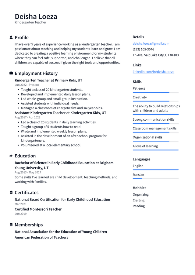 Teacher Resume Example and Writing Guide - ResumeLawyer