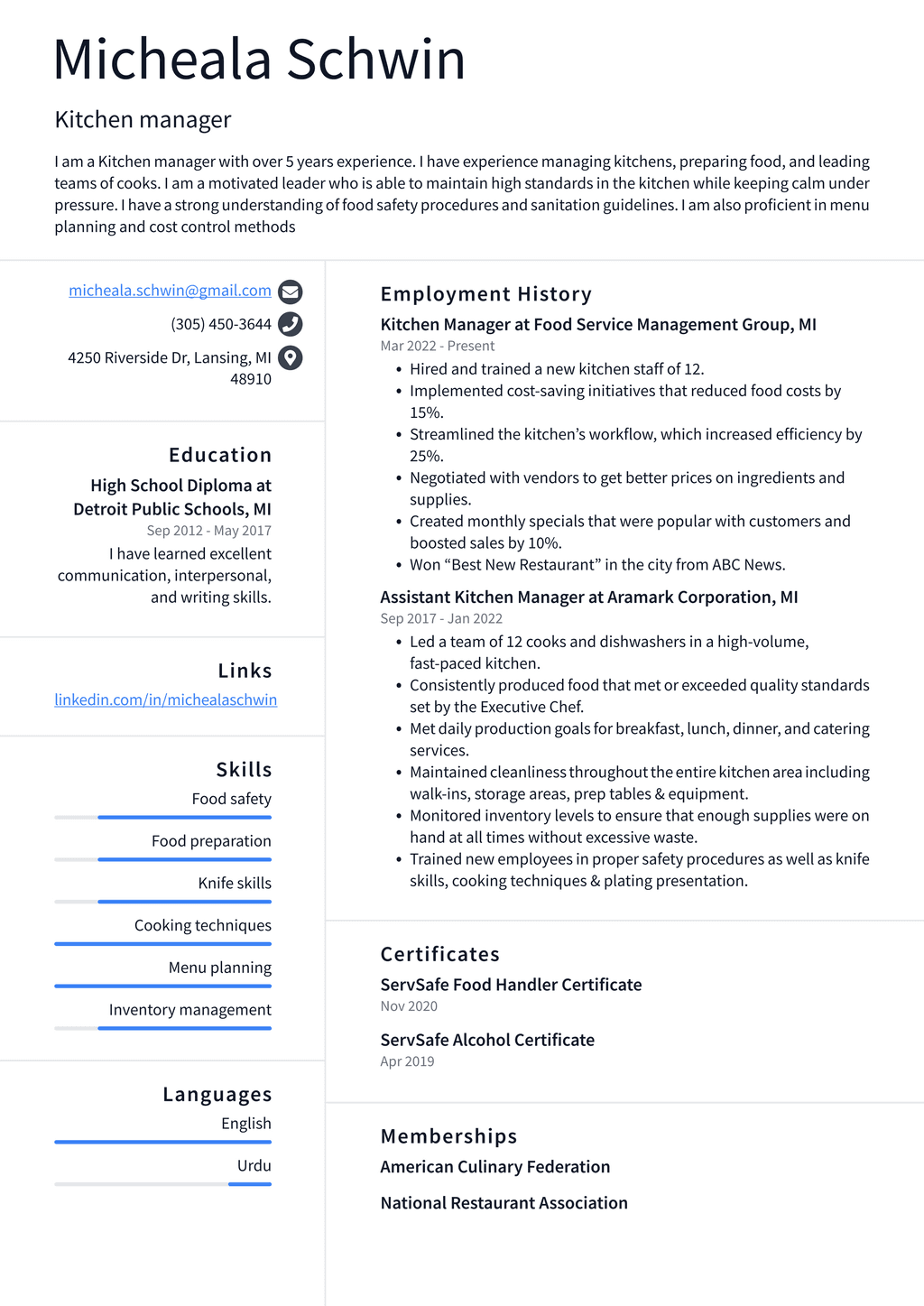 Hospitality and Catering Resume - Kitchen Manager Resume Example Cz0S0 1024w 